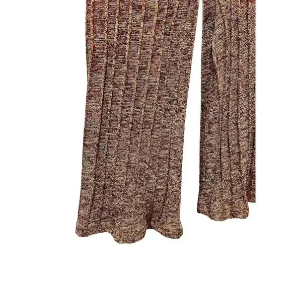 Zara Women's Ribbed Boho Hippie Knit Pants Size Large Flare Leg Brown Multicolor - Picture 8 of 8
